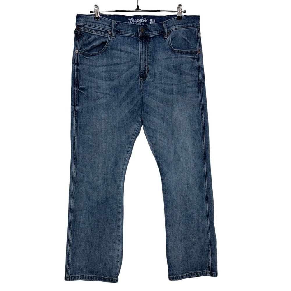 Wrangler Jeans Mens 36x30 Blue Denim Retro Slim Boot Stretch Western Cowboy